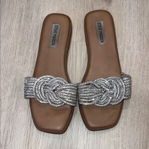 Steve Madden Size 7 Brown Sandals with Silver Accents